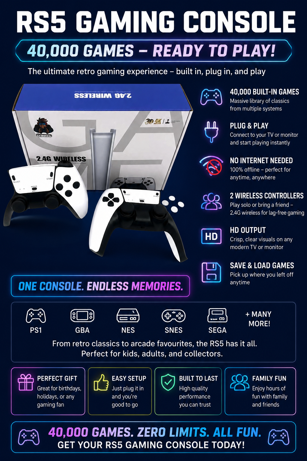 RS5 Wireless Retro Gaming Console