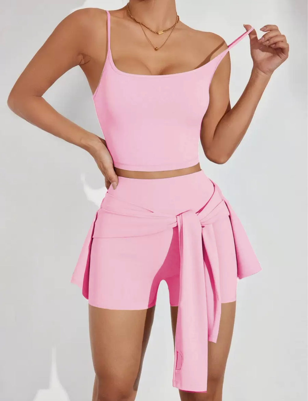 Women 3-Piece Short and Zip Gym Set