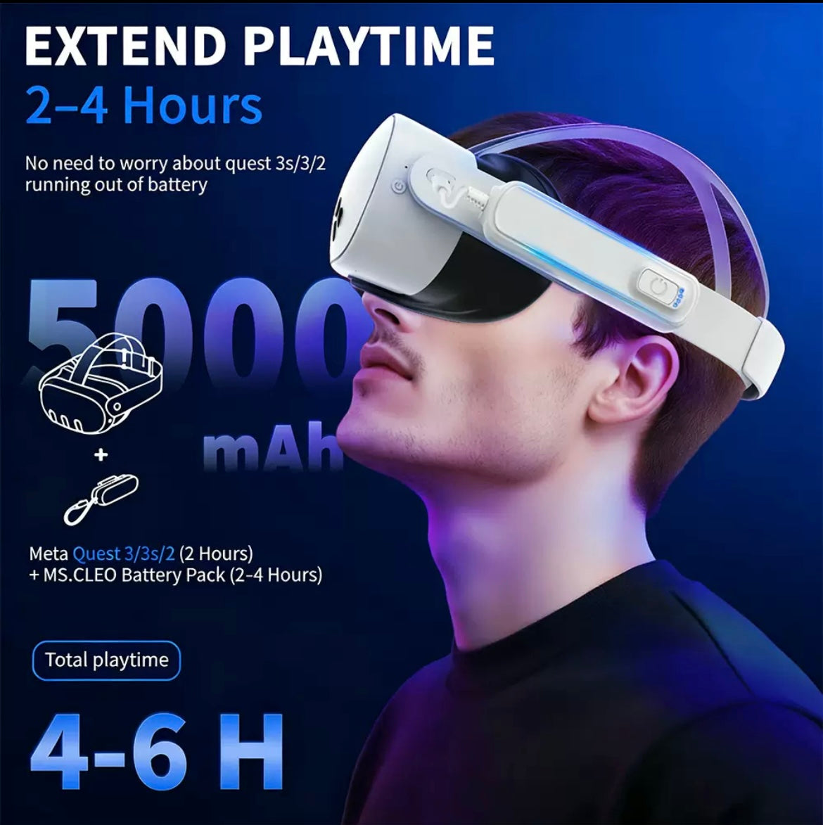 Wireless VR Charging Head Strap – Play Without Limits 🎮⚡