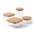Glass Food Storage Containers — Set of 4 with Bamboo Lids