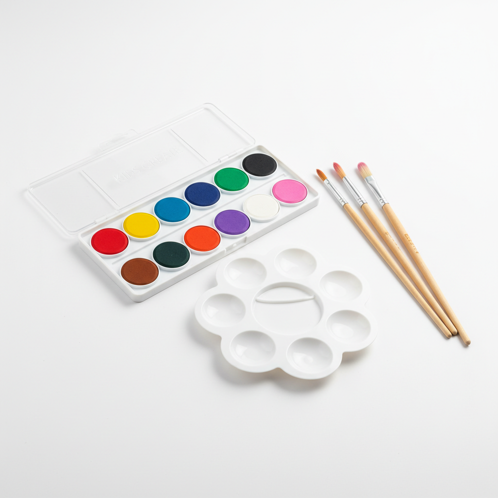 Kids Watercolour Paint Set — 24 Colours with Brushes