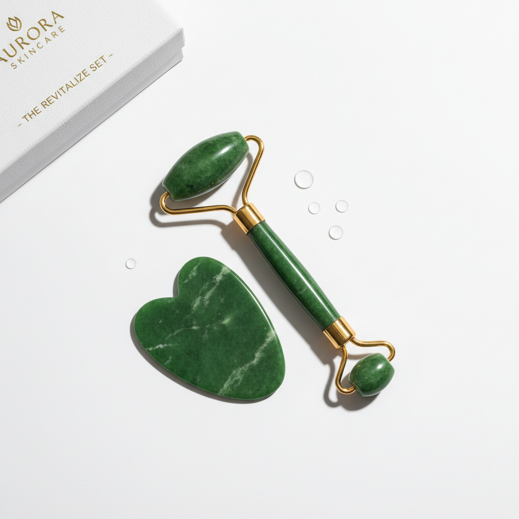Jade Roller and Gua Sha Facial Massage Set