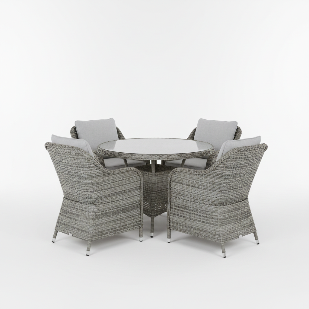 4-Seater Rattan Garden Dining Table and Chair Set