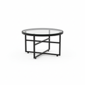 Round Outdoor Garden Coffee Table with Glass Top