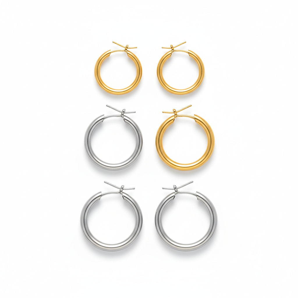 Stainless Steel Hoop Earrings Set 18 Pairs